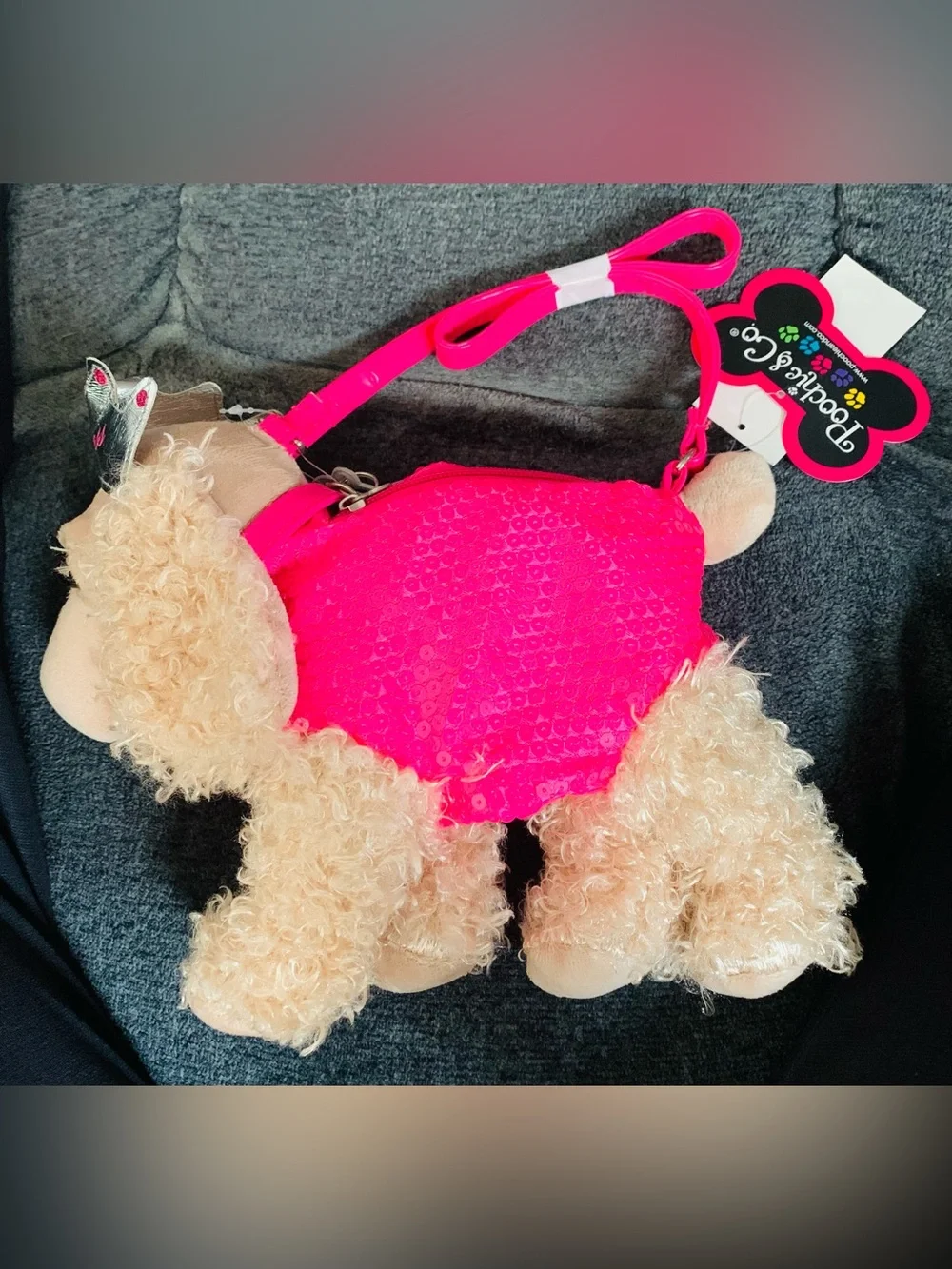 Poochie & Co Pink Sequined Plush Purse Dog Handbag New With Tags Girls Purse NWT